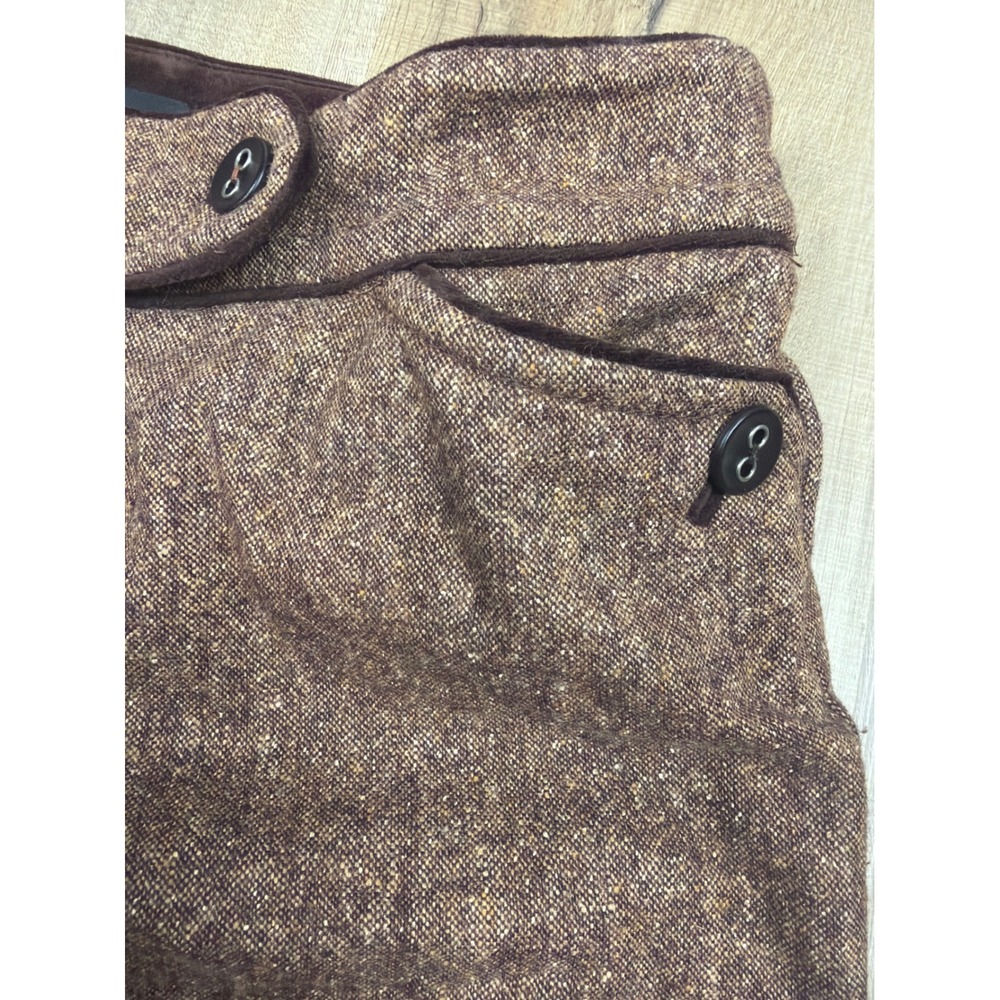 Bebe Vintage Wool Tweed Low Rise Wide Leg Trousers Brown Velvet Trim Size 4 - Picture 7 of 7